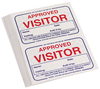 VISITOR'S BADGES, Self-Adhesive, Box of 250