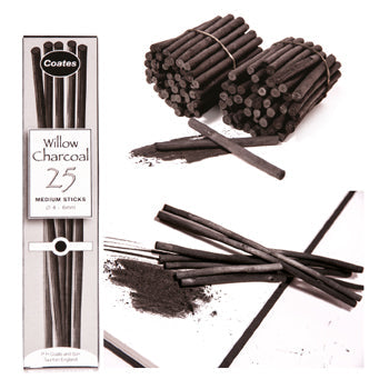 CHARCOAL STICKS, Coates Willow Sticks, Short assorted dia., Pack of 100