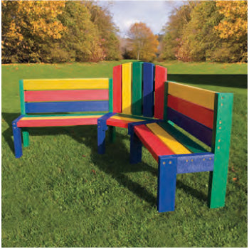 MARMAX RECYCLED PLASTIC PRODUCTS, Junior Buddy Bench 5 Seater, Rainbow, Each