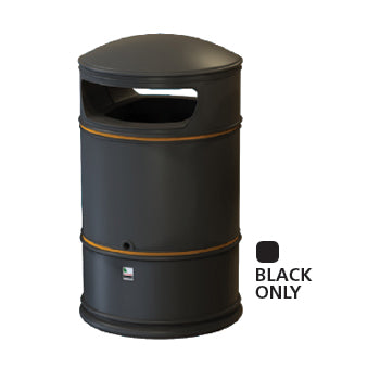 LITTER BINS, HERITAGE LITE HOODED, Black, Leafield Environmental, Each