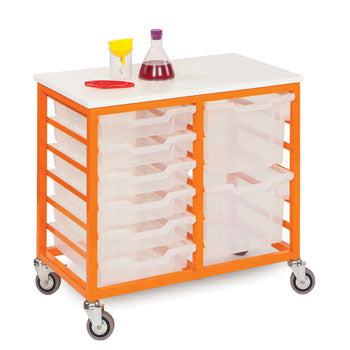 METAL FRAME TRAY UNITS, MOBILE TRAY UNITS, 2 Column, For 12 Trays, Grey