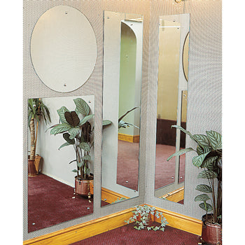 GLASS WALL MIRROR WITH SAFETY FILM BACKING, Polished Edge Range, 1000 x 500mm Rectangular, Each