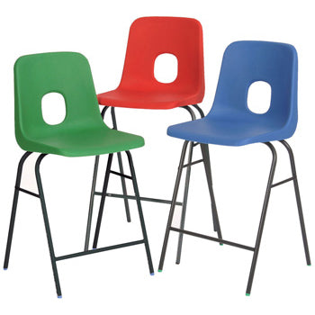 CLASSROOM, SERIES E STOOL WITH BACK, FIRE RETARDANT SHELL, 575mm Seat height, Brown