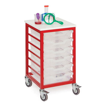METAL FRAME TRAY UNITS, MOBILE TRAY UNITS, 1 Column, For 6 Trays, Tangerine