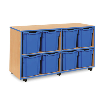 COLOURED EDGE RANGE, MOBILE TRAY UNITS, 8 Jumbo Tray, Blue