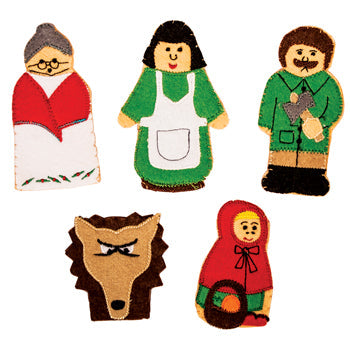 CLOTH FINGER PUPPETS, Little Red Riding Hood, Set of 5