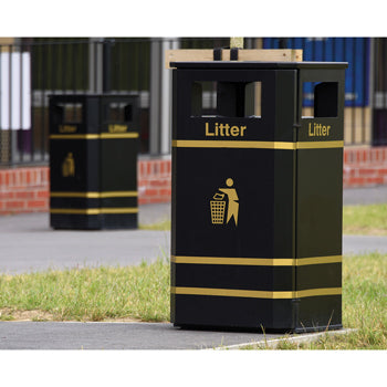 BINS, DERBY E 120 STEEL LITTER BIN, 112 litre capacity, BX45 2550-E, broxap, Each