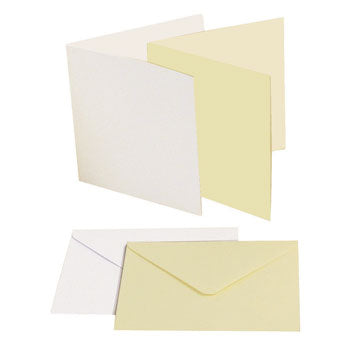 CARD AND ENVELOPE PACKS, CARD AND ENVELOPE PACKS, White & Cream, Square (125 x125mm), White, Pack of 50