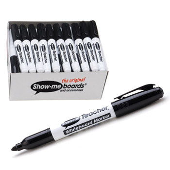 DRYWIPE MARKER, Show-Me Teacher(TM) Marker, Black, Box of 50