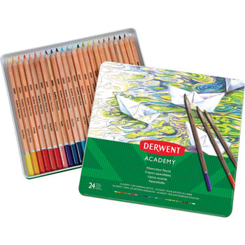 WATER-SOLUBLE COLOURED PENCILS, Derwent Academy, Pack of 24