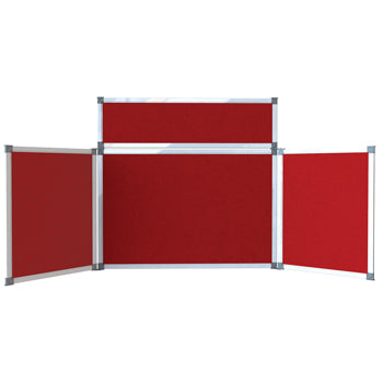 HEAVY DUTY FOLD-UP DISPLAY SYSTEM, 3 Panel Desktop Screens, Landscape, Red