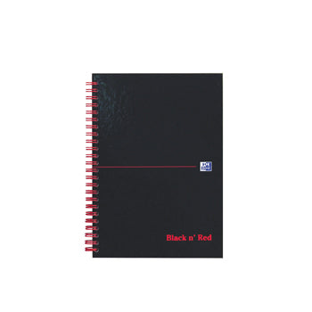 WIREBOUND NOTEBOOK, Black 'N' Red, Laminated Hardback, A5, Each