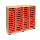 MOBILE TRAY UNITS, FOUR COLUMN, 48 Shallow Tray, Maple