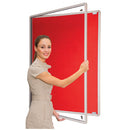 FELT NOTICEBOARDS, Tamperproof, Side Hinged Doors, Single Door - 900 x 1200mm height, Red