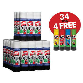 GLUE STICKS, Pritt Stick, Large, Class Pack, Pack of 34 x 43g sticks