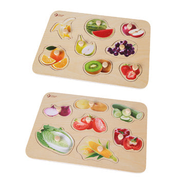 PEG PUZZLES, FRUIT & VEGETABLE PUZZLES, Set of 2