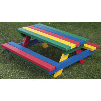 MARMAX RECYCLED PLASTIC PRODUCTS, Teeny Tot Picnic Table, Rainbow, Each