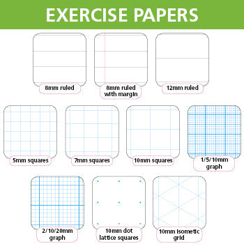 EXERCISE PAPERS, A4 (297 x 210mm), 75gsm White Paper - Single Reams and Packs, 2/10/20mm graph, with border, not punched, Ream of 500 sheets
