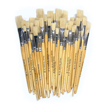 Flat Brush, Short Handle, 6 Assorted Sizes, Pack of 60