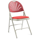 2600 COMFORT BACK UPHOLSTERED FOLDING CHAIR, GREY FRAME, Non Linking, Red Fabric, Pack of 4