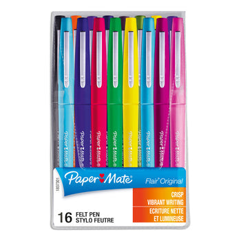 FINE FIBRE TIPPED PEN, Paper Mate(R) Flair(R), Assorted, Pack of 16