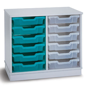 PREMIUM TRAY STORAGE, 2 COLUMN 12 SHALLOW TRAY UNIT, White