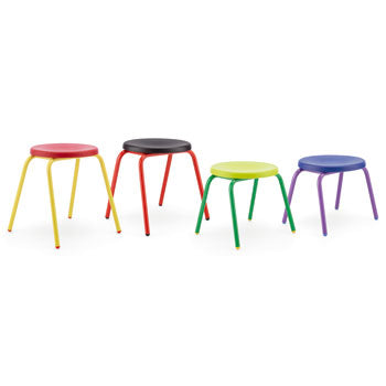 ROUND TOP STOOL, COLOURED FRAME, Sizemark 4 - 380mm Seat height, Red/Yellow