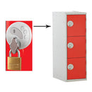 Half Height School Lockers, HALF HEIGHT WITH SWIVEL CATCH LOCK, THREE COMPARTMENT, Single Bay Locker, Blue doors