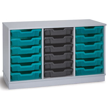 PREMIUM TRAY STORAGE, 3 COLUMN 18 SHALLOW TRAY UNIT, Grey