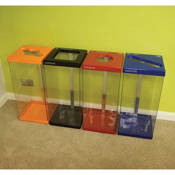 BOX CYCLE RECYCLING BINS, Single, Black/General, WYBONE, Each