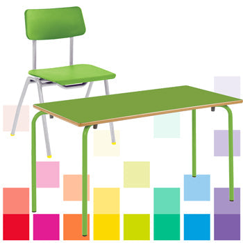 STACKING NURSERY TABLES & CHAIRS CLASS PACK, RECTANGULAR, 1100 x 550mm depth, Sizemark 1 - 460mm height, Blue, Smartbuy