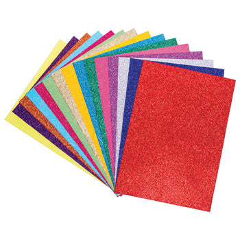 PAPER SHEETS, Glitter Paper, 15 Colours, Pack of 2 x 15 sheets