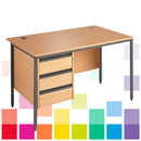 DESK WITH FIXED DRAWER UNIT, Single, 1800mm width, Beech, Smartbuy
