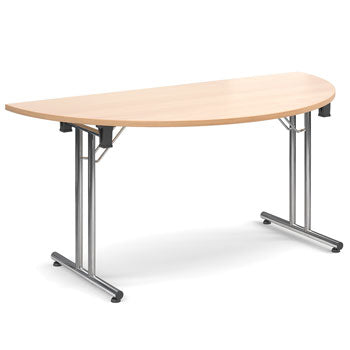 CONFERENCE TABLES, FOLDING, Semi Circular/ D-End, 1600 x 800mm depth, Beech