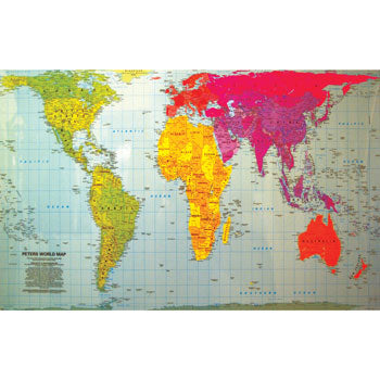 MAP, LAMINATED, Peters Projection Map of the World, 600 x 850mm, Each