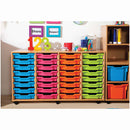 MOBILE TRAY UNITS, FOUR COLUMN, 32 Shallow Tray, Maple