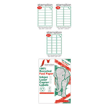 ENVIRONMENTALLY FRIENDLY MULTI-PURPOSE LABELS A4, White, 14 labels/sheet, Hovat, Pack of 100 sheets